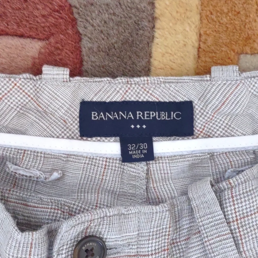 Banana Republic Linen Blend Plaid Pants, 32x30